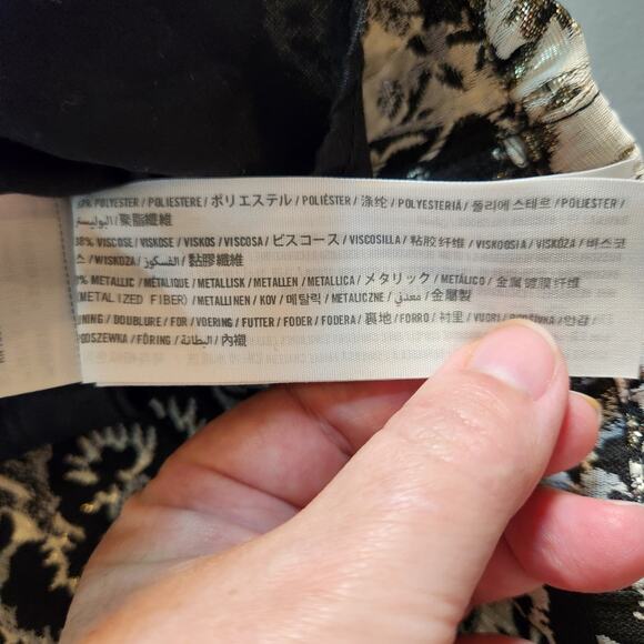 ABERCROMBIE & FITCH Black White Gold Metallic Floral Brocade Sleeveless Party S - Picture 6 of 11